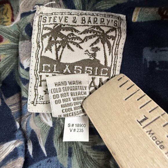 Vintage Steve & Barry's Hawaiian Shirt Mens XL Blue Tropical Beer Bottle Print - Picture 7 of 10